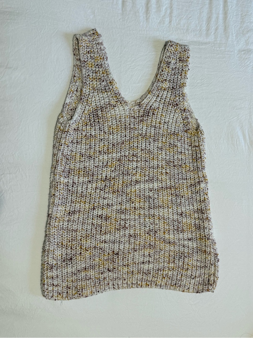 LOFT Speckled Knit Tank Top in Cream, Brown and Yellow